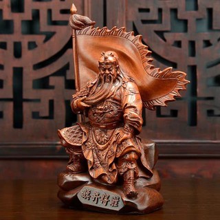 กวนอู เทพเจ้ากวนอูนั่งบัญชาการ เทพเต้าจีน เทพเจ้ากวนอู ของมงคล งานเรซินสีไม้ ขนาด9นิ้ว 关公