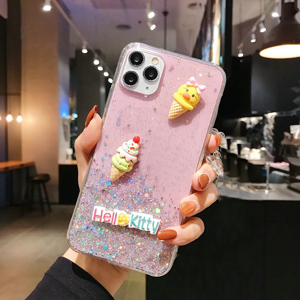 ภาพสินค้าเคส For iPhone 12 11 Pro Max Xs X XR 6 6S 7 8 Plus 6+ 6s+ 7+ 8+ 6p 7p 8p mini SE 2020 Cartoon Cute Ice Cream Monster Glitter Clear Soft Phone Back Case Cover จากร้าน mddmy.th บน Shopee ภาพที่ 7