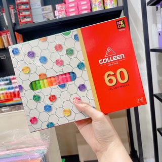 Colleen สีไม้คอลลีน มี 60 สี แบบหัวเดียว (มีสีสะท้อนแสงในกล่อง 8 แท่ง)