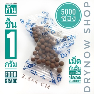 กันชื้น 1 กรัม 5000 ซองใส รุ่นEco dry ฟู้ดเกรด(ซองกันชื้น,เม็ดกันชื้น,desiccant)ร้านDrynow 74211412644