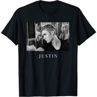 เสื้อยืดโอเวอร์ไซส์เสื้อยืด พิมพ์ลาย Justin Bieber Reflection Photo B&amp;W สําหรับผู้ใหญ่S-3XL