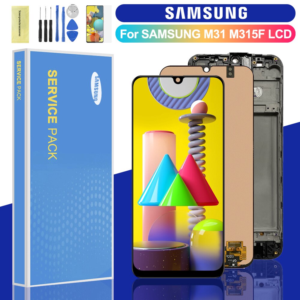 ของแท้ 100% ทดสอบแล้ว 6.4''AMOLED หน้าจอสัมผัส LCD M31 LCD M315 M315F ...
