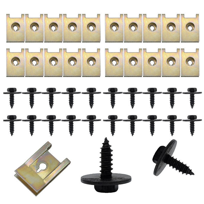 [40 ชิ้น Self Tapping Tapper สกรูเครื่องซักผ้า U Nut Hex] [ใช้กับ BMW 4 ...