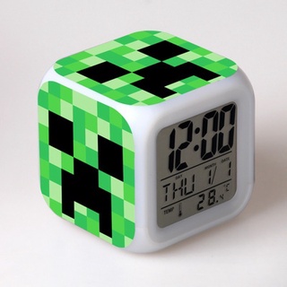 Minecraft นาฬิกาปลุกดิจิทัล LED อิเล็กทรอนิกส์ ตั้งโต๊ะ ตั้งปลุกได้ ชาร์จ USB