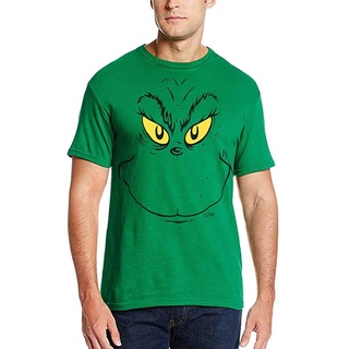 เสื้อยืดวินเทจ100%cotton เสื้อ ยืด ราคา ส่ง Dr. Seuss Grinch Face Adult T-Shirt men เสื้อ ยืด ผู้ชาย คอกลม โอเวอร์ ไซส์S