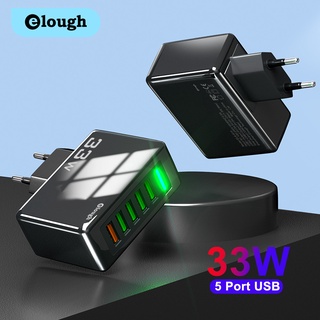 Elough อะแดปเตอร์ชาร์จโทรศัพท์มือถือ 33W 3.0 5 พอร์ต USB ชาร์จเร็ว