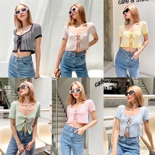 New 💛(280฿ฟรีส่ง) เสื้อไหมพรมผ้าถักสลับสี แบบใหม่น่ารักมากค่าา ดีเทลคอเหลี่ยม น่ารักสดใส แบบสาวเกาหลี มีความแอบแซ่บ