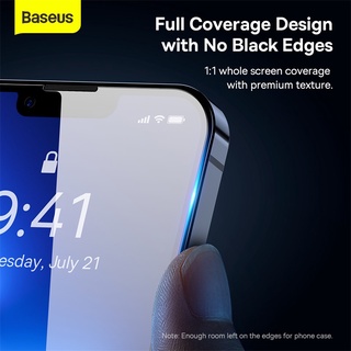 Baseus ฟิล์มกระจกนิรภัย คริสตัลพอร์ซเลน กันรอยนิ้วมือ กันระเบิด เต็มจอ ใสมาก 4K สําหรับ iPhone13 ProMax 13Pro