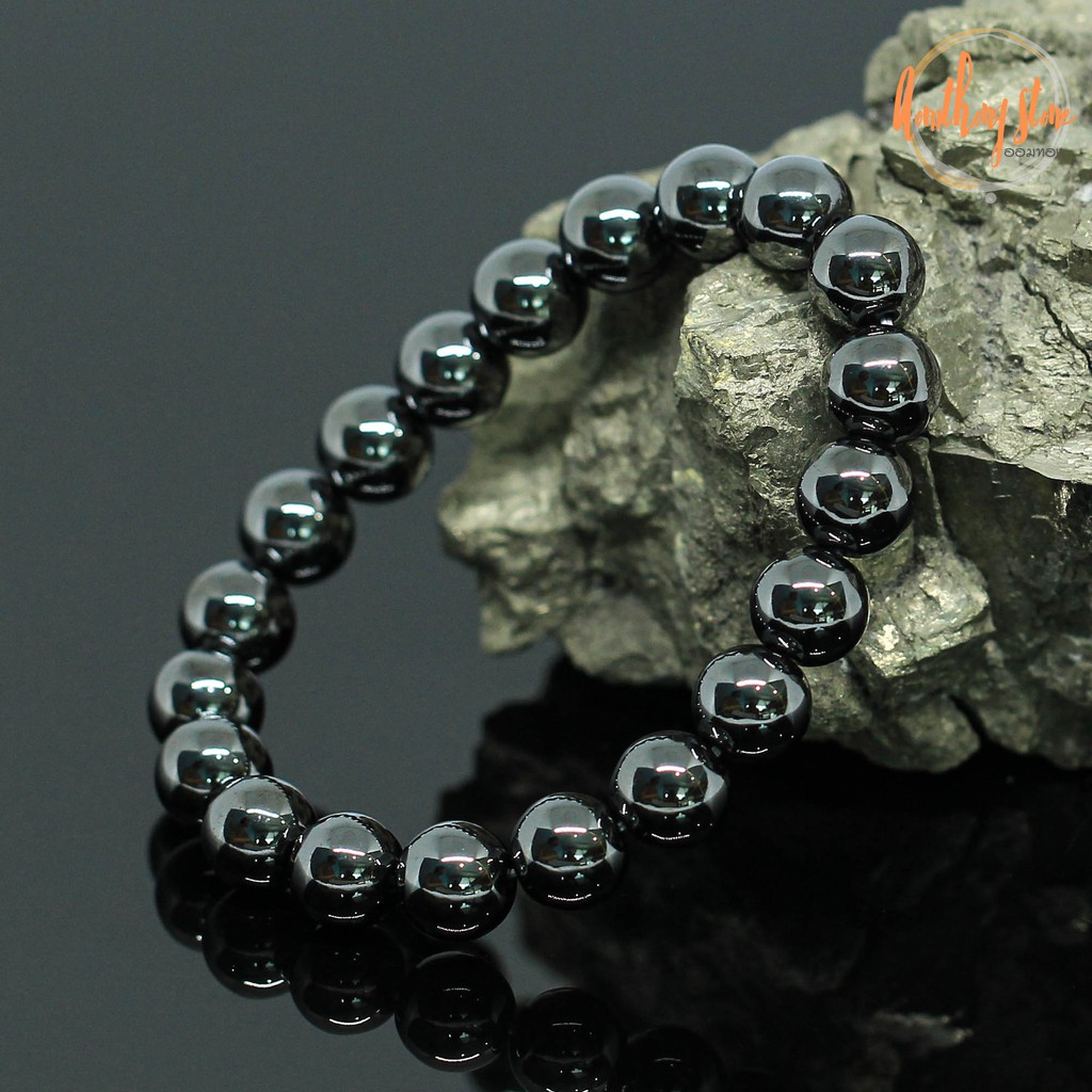 แร่เฮมาไทต์-หินเพชรดำ-ขนาด-10-มิล-hematite-กำไลหินมงคล-แร่ในตระกูลเหล็กไหล-กำไลหินแท้