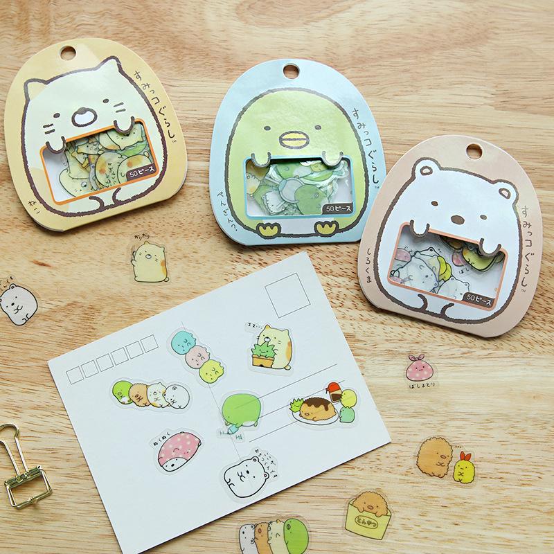 สติกเกอร์ ลาย Sumikko Gurashi San-X สไตล์ญี่ปุ่น สําหรับตกแต่งสมุดโน้ต DIY จํานวน 50 ชิ้น ต่อชุด