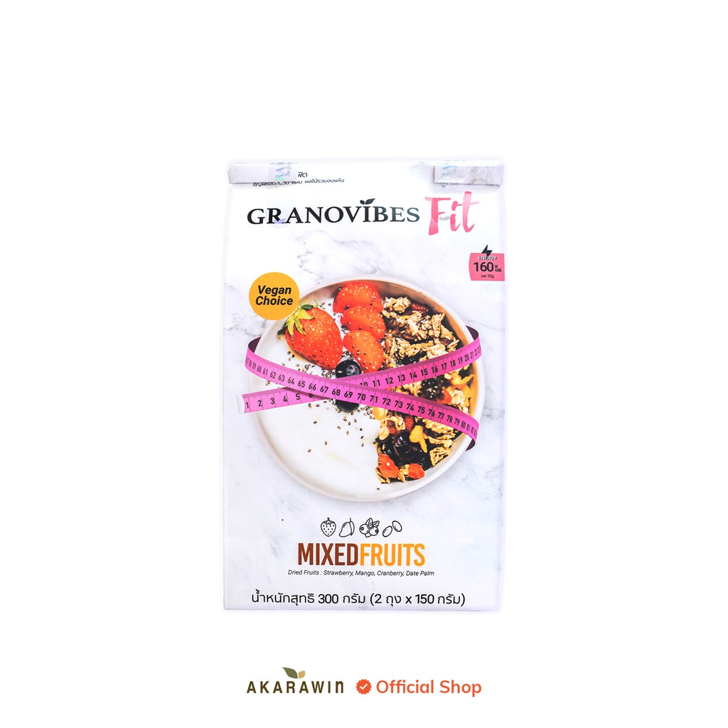 ภาพหน้าปกสินค้าGranovibes Fit (Mixed Fruits) กราโนล่า สูตรมิกซ์ฟรุ๊ต น้ำหนักสุทธิ 300 กรัม จากร้าน aw.interfood บน Shopee