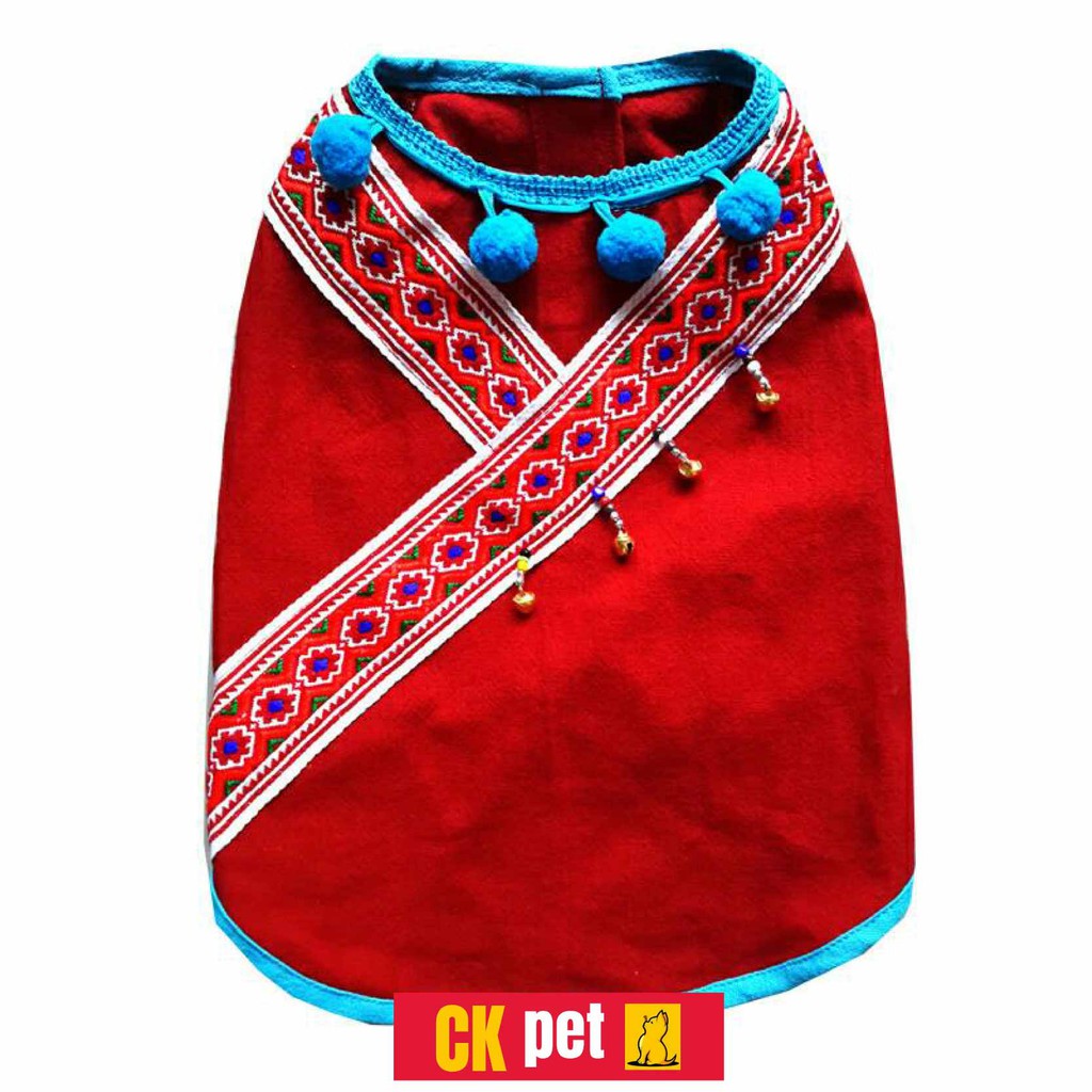ภาพหน้าปกสินค้าเสื้อหมา เสื้อแมว ชุดหมา ชุดแมว แบบชุดชาวเขา (สีแดง ชุดเสื้อ)