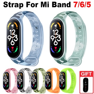 สายนาฬิกาข้อมือซิลิโคนใส แบบเปลี่ยน สําหรับ Xiaomi Mi Band 7 6 5