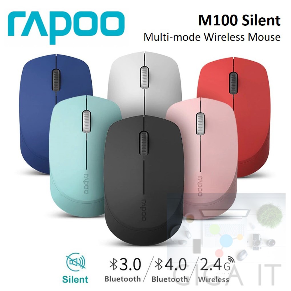 ภาพหน้าปกสินค้าRapoo เมาส์ไร้เสียงรบกวน M100 Silent Multi-mode Wireless Mouse ประกัน 2 ปี จากร้าน giga_it บน Shopee