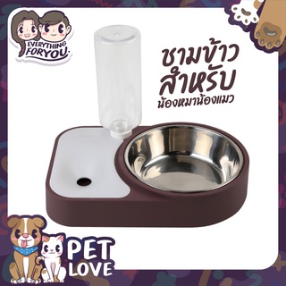 Everything for you👍New Pet Bowl 2in1ถังเก็บน้ำอัตโนมัติสองชั้นชามให้อาหารสุนัขสัตว์เลี้ยงคู่ ชามให้อาหารพร้อมน้ำสำหรับสุ