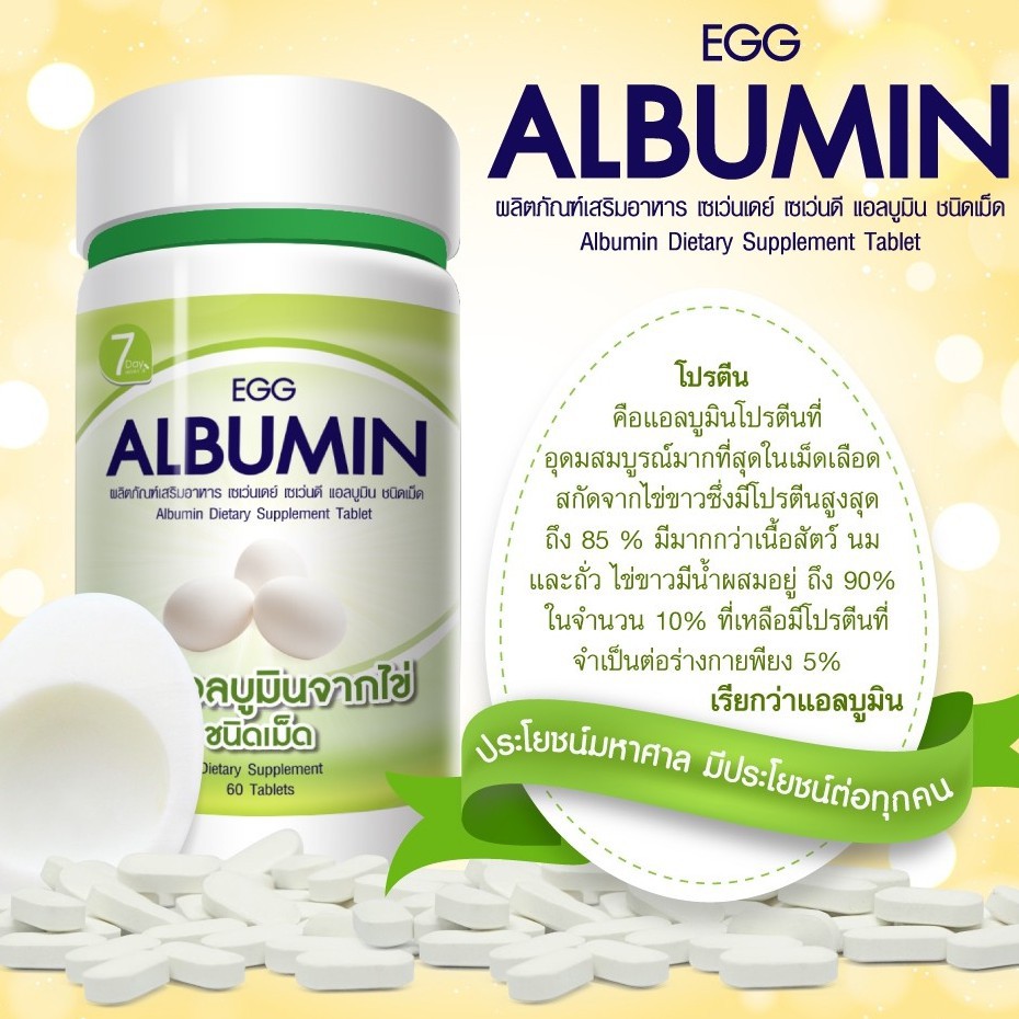 ภาพหน้าปกสินค้าส่งฟรี Egg Albumin เอ้ก อัลบูมิน โปรตีนไข่ขาว ชนิดเม็ด กระปุกใหญ่ 60 เม็ด ส่งฟรี จากร้าน nongrx บน Shopee