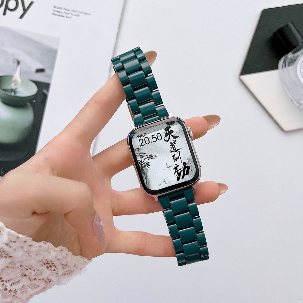 ภาพหน้าปกสินค้าสายนาฬิกาข้อมือเรซิ่น สีแคนดี้ แบบเปลี่ยน สําหรับ Apple Watch Band 41 มม. 45 มม. 38 มม. 42 มม. 44 มม. 40 มม. iWatch 7 se 6 5 4 3 2