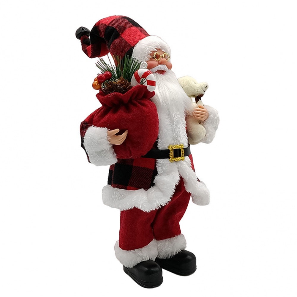 ภาพสินค้าตุ๊กตาซานตาคลอส แฮนด์เมด พร้อมถุงของขวัญ สําหรับตกแต่งบ้าน ออฟฟิศ (สีดํา สีแดง ลายสก๊อต) จากร้าน minzhizhenjr.th บน Shopee ภาพที่ 5
