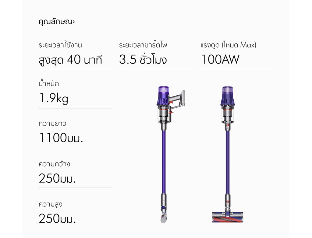 Dyson Digital Slim ™ Fluffy Cordless Vacuum Cleaner Iron Purple เครื่องดูดฝุ่นไร้สาย ไดสัน