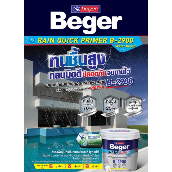 Beger สีรองพื้นปูนสูตรน้ำอเนกประสงค์สีขาว รุ่น B-2900 ขนาด 9 ลิตร กลิ่น ...