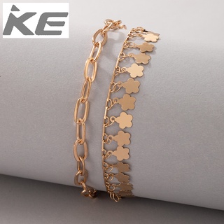 Simple Jewelry Flower Disc Chain Anklet Set Alloy Geometry Foot Ornament Two-piece Combination