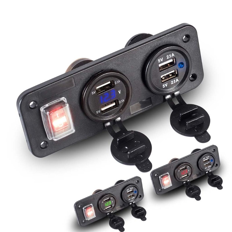 Boo 12v 24v 4 USB อะแดปเตอร์ชาร์จไฟ LED พร้อมแผงสวิตช์ | Shopee Thailand