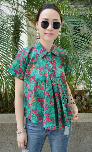 เสื้อผ้าลินินแต่งระบายพิมพ์ลาย