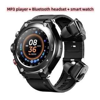 ใหม่ T92 Bluetooth Call สมาร์ทนาฬิกา TWS หูฟัง 2 in 1 IP67 กันน้ำผู้ชายกีฬาฟิตเนสสร้อยข้อมือสมาร์ทเครื่องเล่นเพลงท้องถิ่น