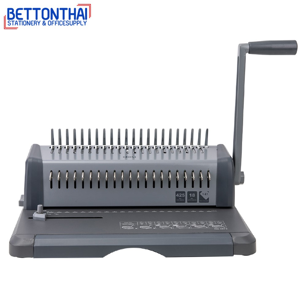 deli-3873-binding-machine-เครื่องเจาะกระดาษและเข้าเล่มเอกสาร-a4-สันกระดูกงู-รับประกัน1ปี-เครื่องเข้าเล่ม-office