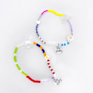 🇰🇷byyum🇰🇷Handmade products in Korea [ Daisy and Heart Beads Bracelet]