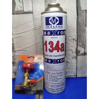 น้ำยาแอร์ R134A, 1กระป๋อง 1000g+ with R134a refrigerant on/off valve 1000g+พร้อมวาล์วหัวเปิดปิดน้ำยาR134a
