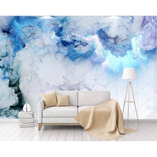 วอลล์เปเปอร์ ภาพจิตรกรรมฝาผนัง ลายก้อนเมฆ สีสันสดใส สไตล์นอร์ดิก เรียบง่าย สําหรับตกแต่งบ้าน
