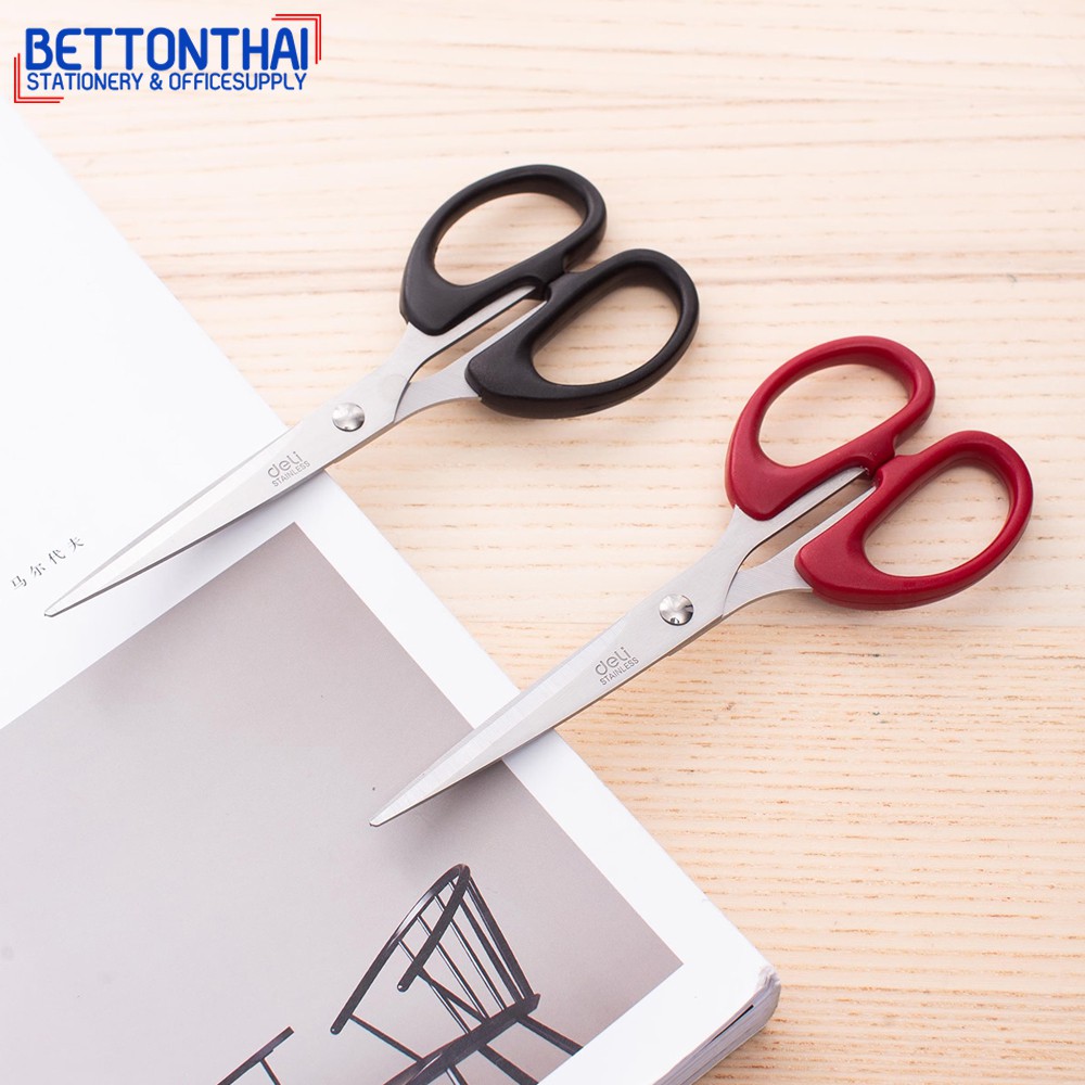 deli-6034-scissors-stainless-steel-160-mm-กรรไกรสแตนเลส-ขนาด-160-มิลลิเมตร-คละสี-1-ชิ้น-กรรไกร-office-school