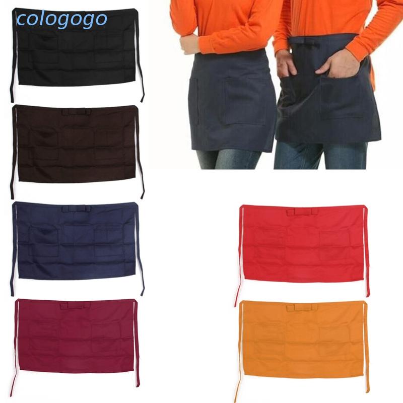 colo-half-short-waist-polyester-apron-waitress-waiter-with-pocket-kitchen-cafe-pub