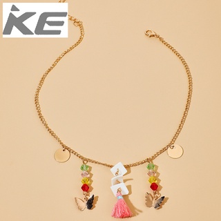 Sell ​​through accessories Colorful crystal tassel butterfly necklace Small fresh and sweet butt