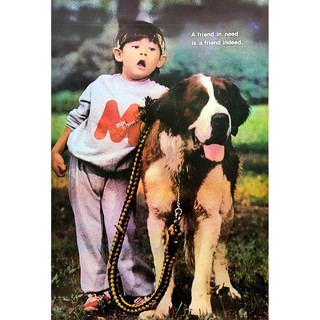 โปสเตอร์ รูปถ่าย เด็ก จูง หมา POSTER 20”x30” Inch Little Boy Leash Dog Vintage Photo