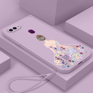 เคสโทรศัพท์มือถือ ซิลิโคนนุ่ม TPU ลายดอกไม้น่ารัก พร้อมสายคล้อง สําหรับ oppo a5s a12 a7 a31 F9