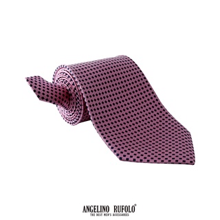 ANGELINO RUFOLO Necktie(NTN1750-จุด003) เนคไทผ้าไหมทออิตาลี่ 100% คุณภาพเยี่ยม ดีไซน์ Dot Pattern สีชมพูเข้ม