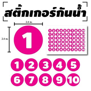 สติ้กเกอร์กันน้้ำ ติดประตู,ผนัง,กำแพง (ป้ายตัวเลข 1-10) 60 ดวง 1 แผ่น A4 [รหัส B-048]