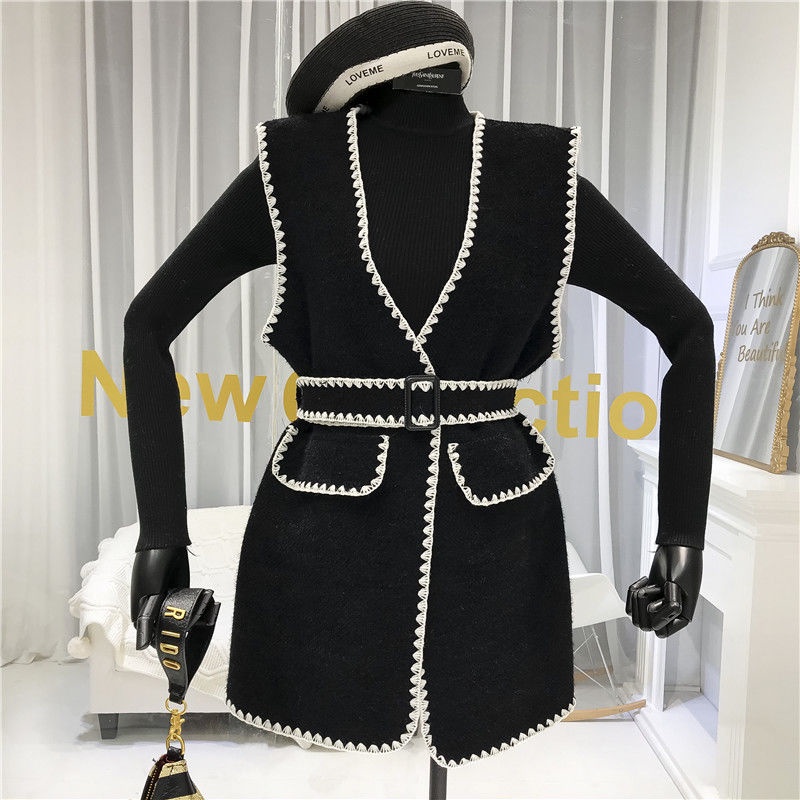 พร้อมส่ง-xiaoxiangfeng-เสื้อกั๊กผ้าวูลกลางและยาวกระโปรง-bottoming-เสื้อสูทอารมณ์สองชิ้นหญิง-2022-ใหม่สไตล์