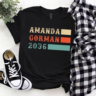 เสื้อยืดผ้าฝ้ายพิมพ์ลายขายดี เสื้อยืด ผ้าฝ้าย พิมพ์ลาย Amanda Gor2036 Inauguratipoet good for Youngster/Guys SZ XS-3XL ส