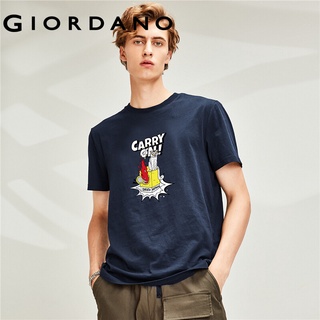 Giordano Men T-Shirts Casual Ribbed Crewneck T-Shirts Long Sleeves Printing Tee For Men JAYOTO Series