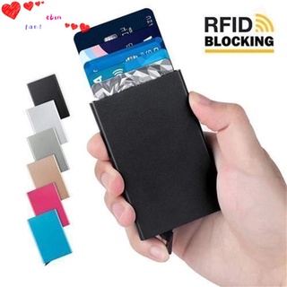Ebinlands กระเป๋าใส่บัตรเครดิต RFID อัตโนมัติ ป๊อปอัพ ที่ใส่บัตรเครดิต ID ป้องกัน กระเป๋าสตางค์ แปรงกันขโมย อลูมิเนียมอัลลอยด์ ธุรกิจ ผู้ชาย RFID บล็อก / หลากสี