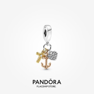 Pandora จี้ไม้กางเขน รูปสมอเรือ หัวใจ ของขวัญวันหยุด สําหรับผู้หญิง p804