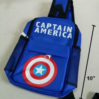 เป้สะพายเฉียง กระเป๋าคาดอก Shoulder bag ลาย Captain America กัปตันอเมริกา ขนาด 6x10x3 นิ้ว