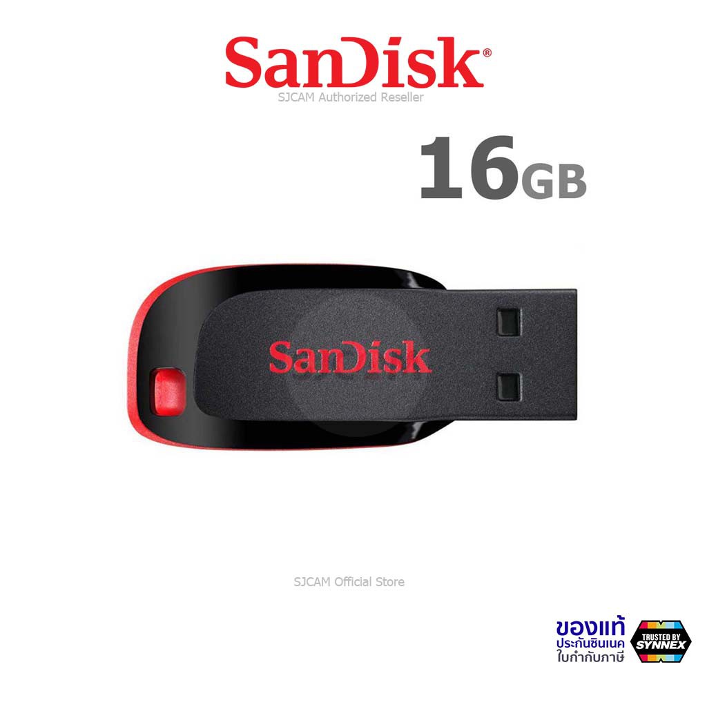 ภาพสินค้าSanDisk Flash Drive CRUZER BLADE USB 2.0 16GB Black (SDCZ50_016G_B35) แฟลชไดร์ฟ อุปกรณ์จัดเก็บข้อมูล คอมพิวเตอร์ PC Mac จากร้าน sjcam_officialstore บน Shopee ภาพที่ 1