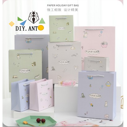 diy-ถุงกระดาษ-ใส่ของขวัญ-สีพาสเทลลายแมวน่ารัก