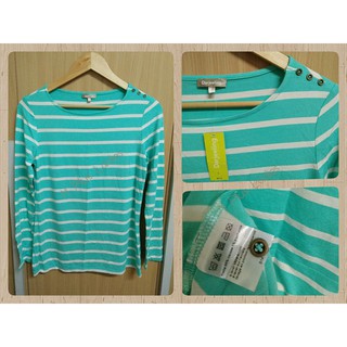 DARJEELING Green long Sleeve Stripe TEE เสื้อยืดแขนยาวลายทาง (DJL-001)