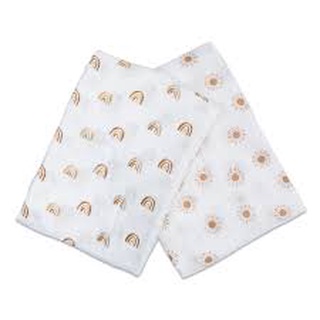 Lulujo ชุดผ้าอ้อมมัสลินคอตตอน 2-pack Cotton Swaddles - Rainbow / Suns