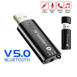 สินค้า USB FM Transmitter Car Kit บลูทูธ AUX สเตอริโอ 3.5 มม.เพลงเสียง Bluetooth Receiver V5.0 อะแดปเตอร์ไร้สายสำหรับรถ